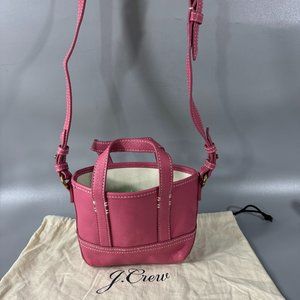 NWT J. Crew Mini Montauk Pink Leather Convertible Satchel/Shoulder/Crossbody Bag
